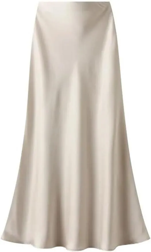 Women Elegant Satin Fishtail Skirts Temperament Long Skirt Solid Color All-Match Dress