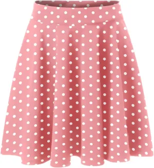 Women Going Out Skirts Womens A Line Midi Skirt Flared High Waist Skirts Polka Dot Pleated Ruffle Hem Vintage