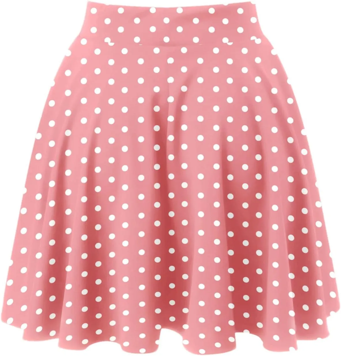 Women Going Out Skirts Womens A Line Midi Skirt Flared High Waist Skirts Polka Dot Pleated Ruffle Hem Vintage