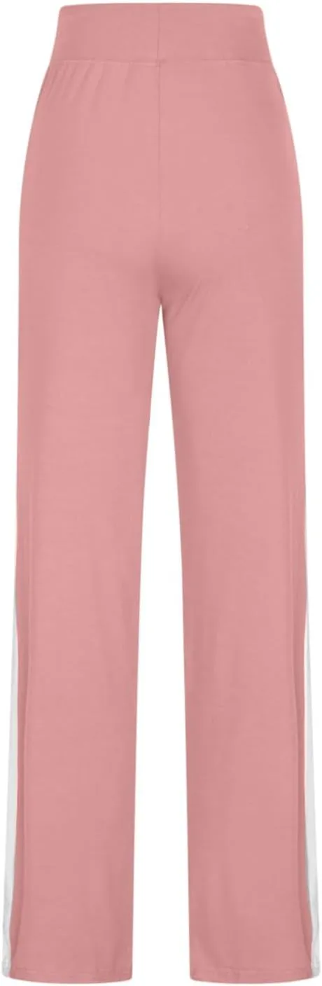 Women Wide Leg Yoga Pants Modal Cotton Soft Lounge Trousers Colorblock Side Striped Sweatpants Workout Leggings