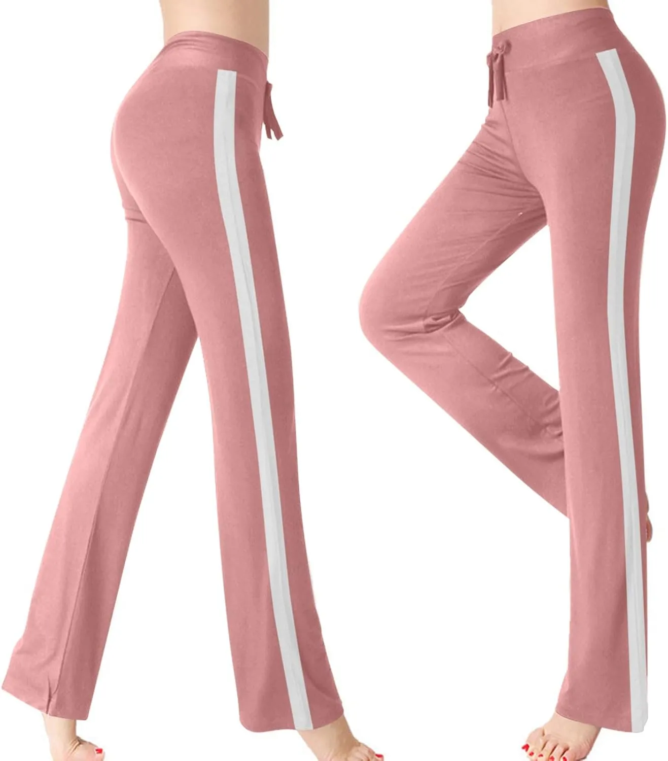 Women Wide Leg Yoga Pants Modal Cotton Soft Lounge Trousers Colorblock Side Striped Sweatpants Workout Leggings