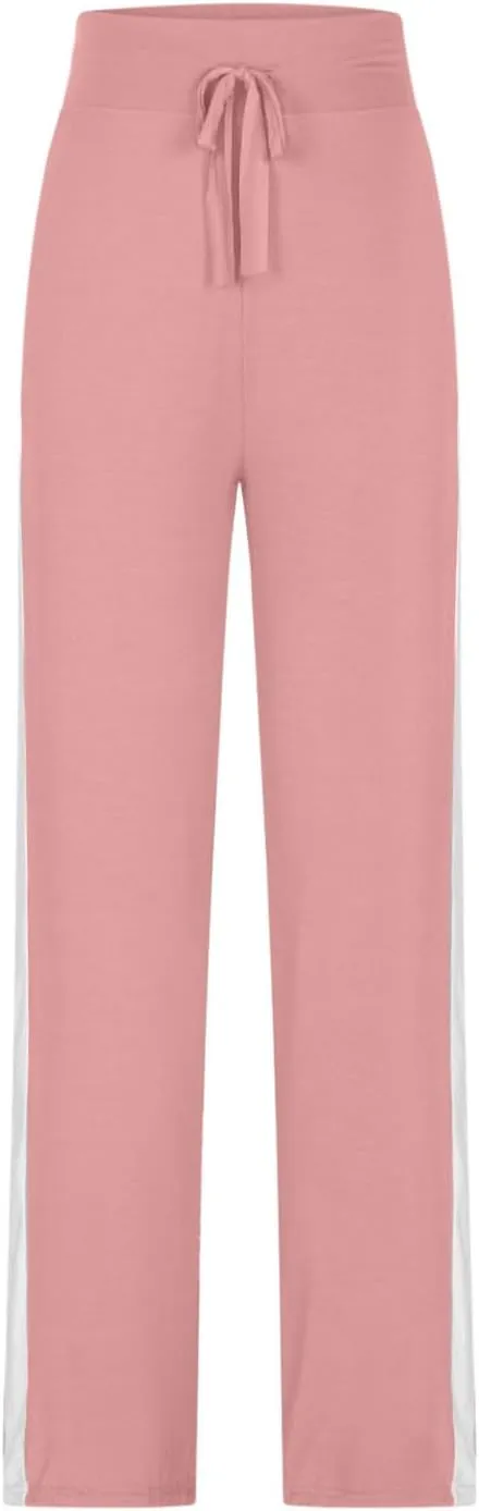 Women Wide Leg Yoga Pants Modal Cotton Soft Lounge Trousers Colorblock Side Striped Sweatpants Workout Leggings
