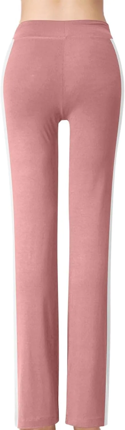 Women Wide Leg Yoga Pants Modal Cotton Soft Lounge Trousers Colorblock Side Striped Sweatpants Workout Leggings