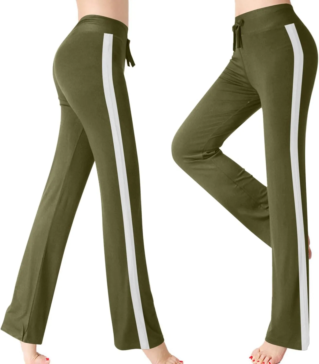 Women Wide Leg Yoga Pants Modal Cotton Soft Lounge Trousers Colorblock Side Striped Sweatpants Workout Leggings