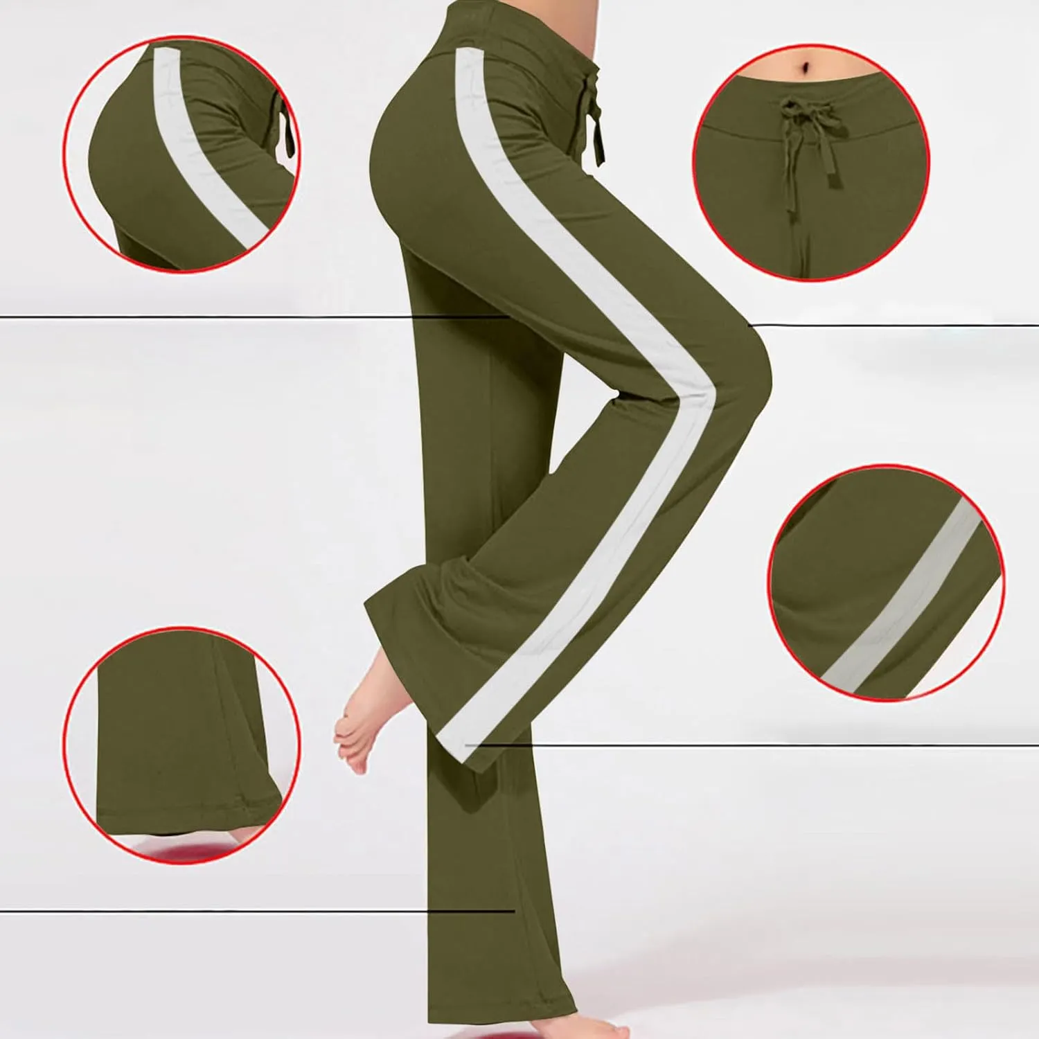 Women Wide Leg Yoga Pants Modal Cotton Soft Lounge Trousers Colorblock Side Striped Sweatpants Workout Leggings