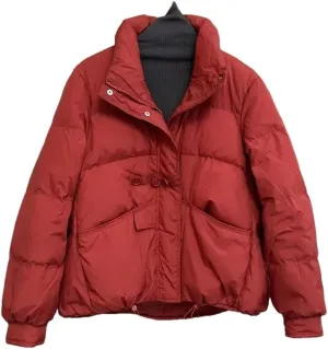 Women Winter Loose Buttons Solid Color Warm Duck Down Warm Jacket Standing Neck Puffer Bread Coat