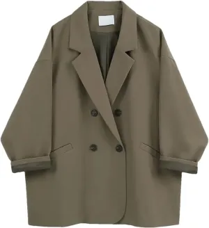 Women Work Casual Oversized Blazer Vintage Long Sleeve Open Front Business Suit Jacket