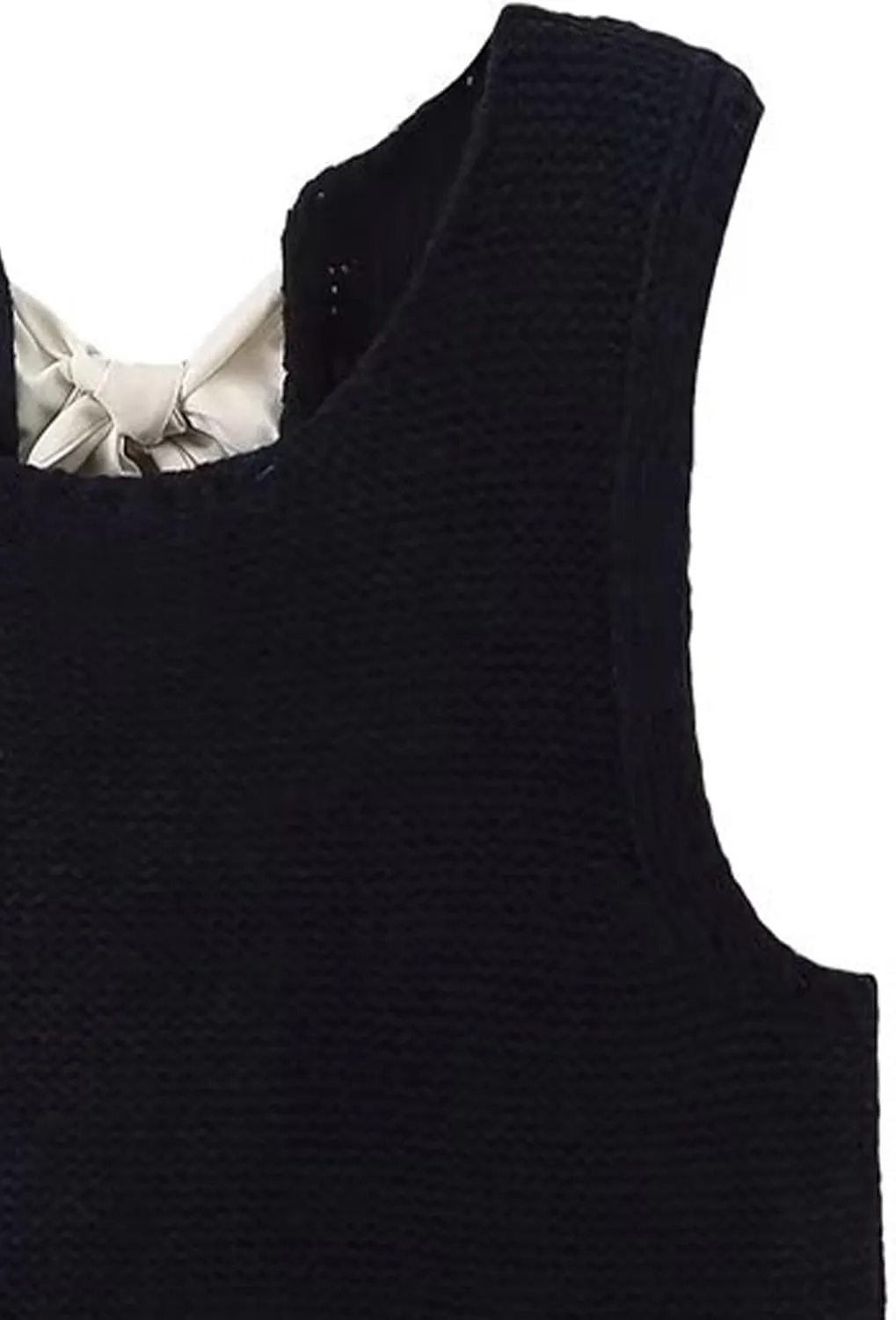 Women Y2k Bow Tie Sweater Vest Top Back Split Sleeveless Crochet Short Sweater Shirt Casual Knit Cardigan Tank Tops