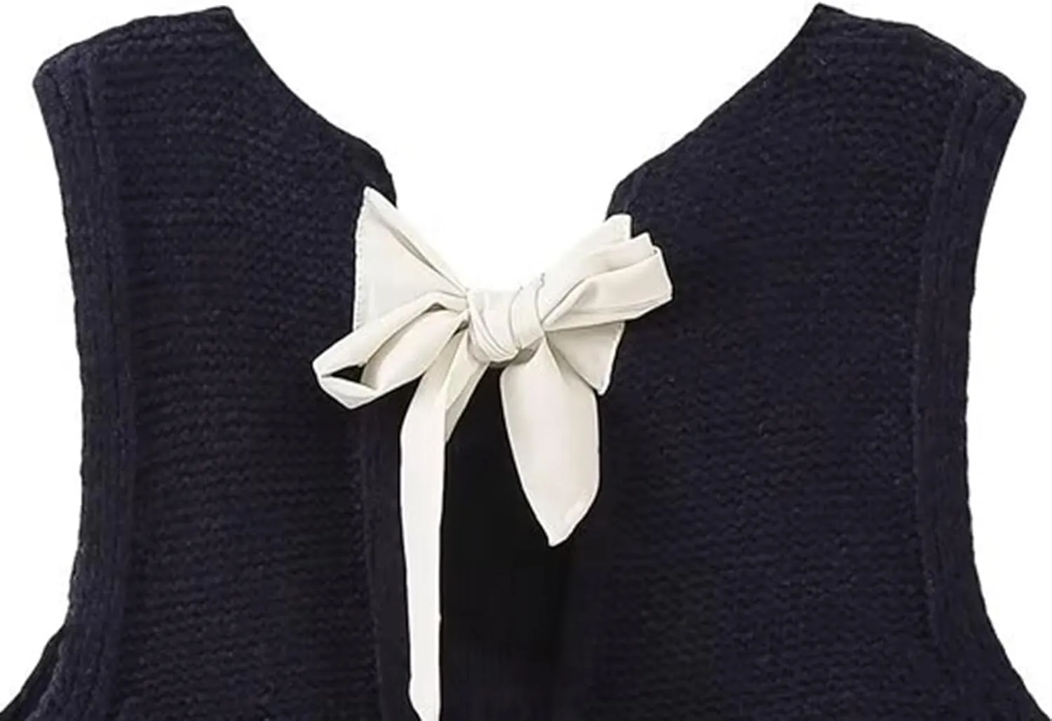 Women Y2k Bow Tie Sweater Vest Top Back Split Sleeveless Crochet Short Sweater Shirt Casual Knit Cardigan Tank Tops