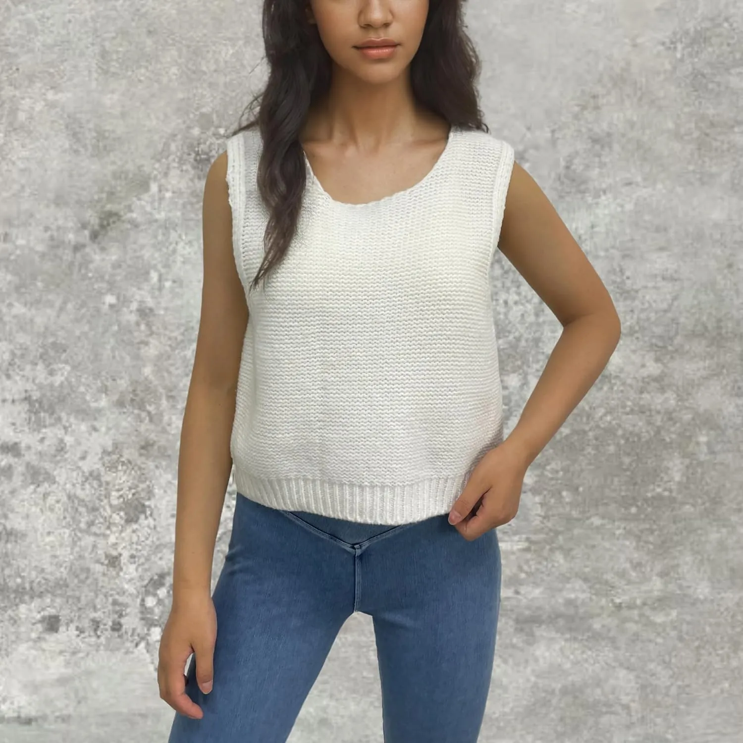 Women Y2k Bow Tie Sweater Vest Top Back Split Sleeveless Crochet Short Sweater Shirt Casual Knit Cardigan Tank Tops