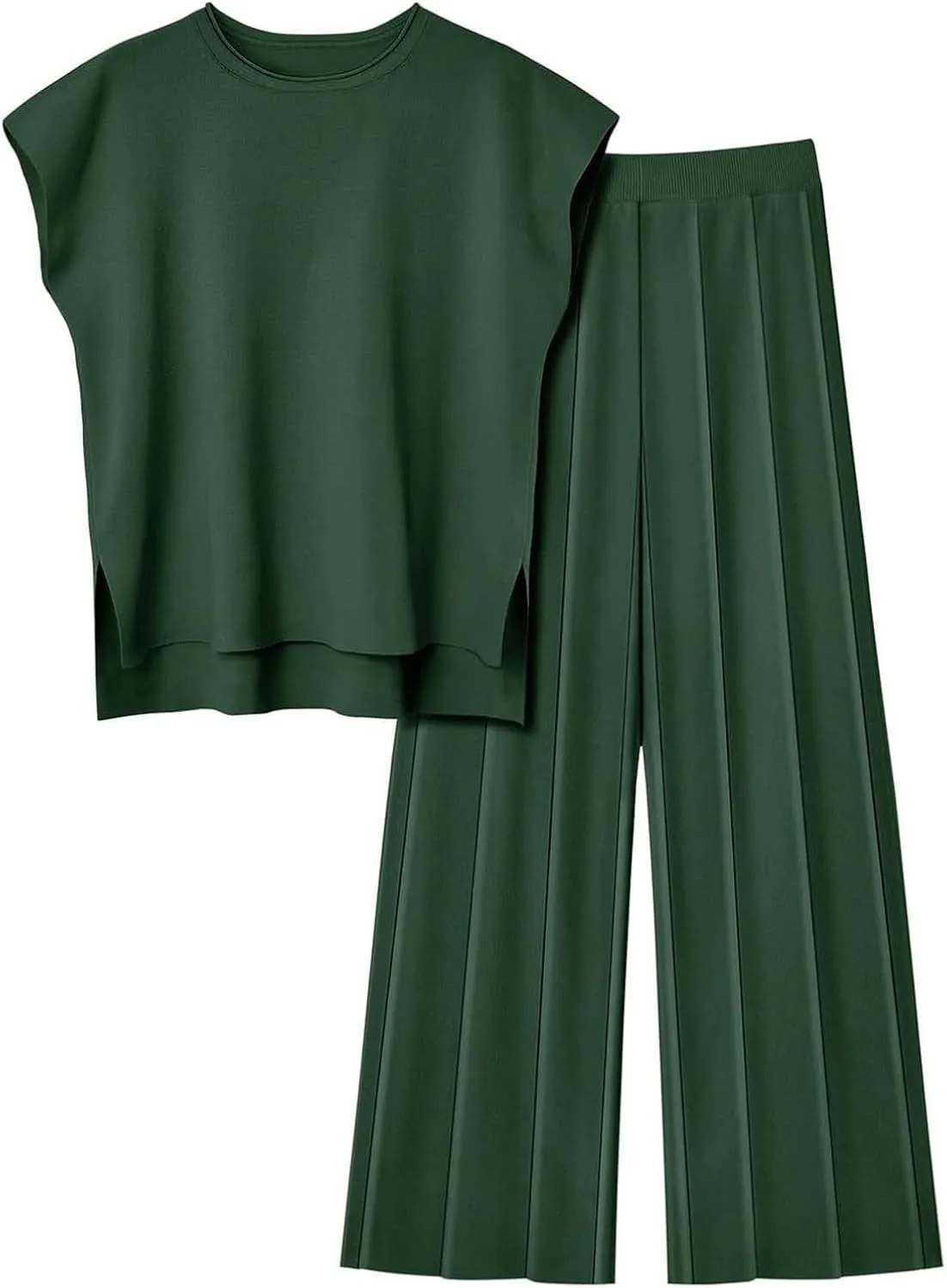 Womens 2 Piece Outfits Knit Sweater Lounge Sets Pullover Tops Wide Legs Pants Matching Lounge Sets for Women Sweater