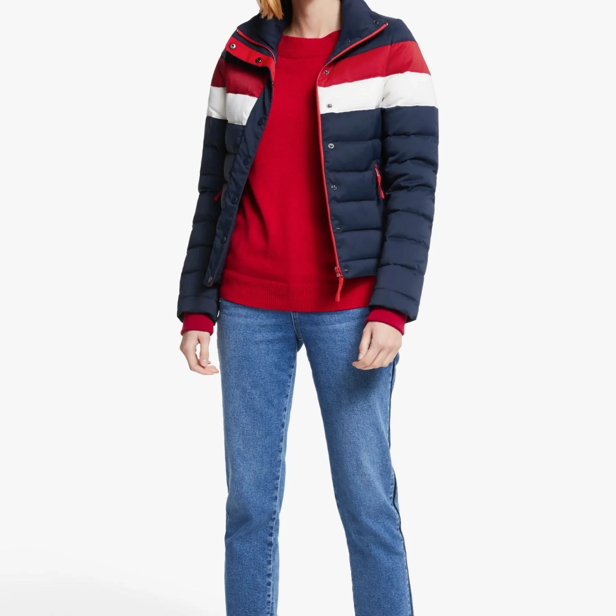 Women's 70s Quilted Puffer Jacket - Navy Blue