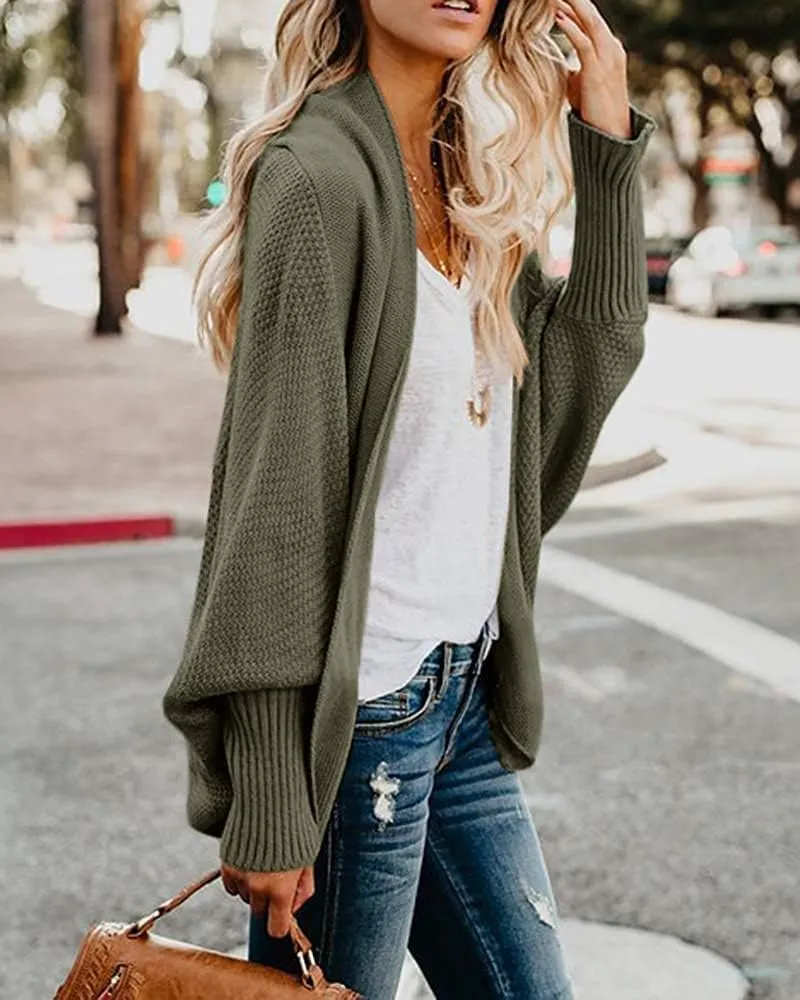 Women's Batwing Cardigan Sweaters Shawl Collor Wrap Sweater Coat Open Front Chunky Knit Oversized Sweater Cardigan
