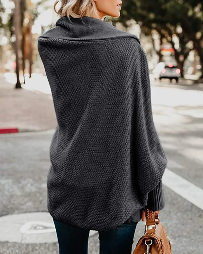 Women's Batwing Cardigan Sweaters Shawl Collor Wrap Sweater Coat Open Front Chunky Knit Oversized Sweater Cardigan