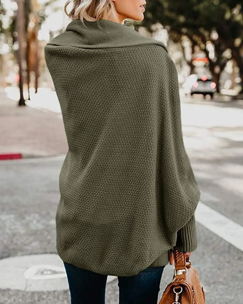 Women's Batwing Cardigan Sweaters Shawl Collor Wrap Sweater Coat Open Front Chunky Knit Oversized Sweater Cardigan