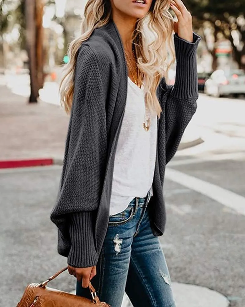 Women's Batwing Cardigan Sweaters Shawl Collor Wrap Sweater Coat Open Front Chunky Knit Oversized Sweater Cardigan