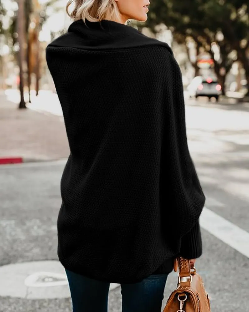 Women's Batwing Cardigan Sweaters Shawl Collor Wrap Sweater Coat Open Front Chunky Knit Oversized Sweater Cardigan