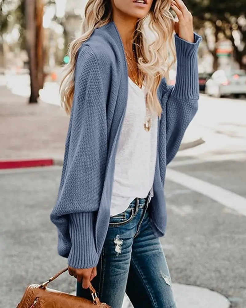 Women's Batwing Cardigan Sweaters Shawl Collor Wrap Sweater Coat Open Front Chunky Knit Oversized Sweater Cardigan
