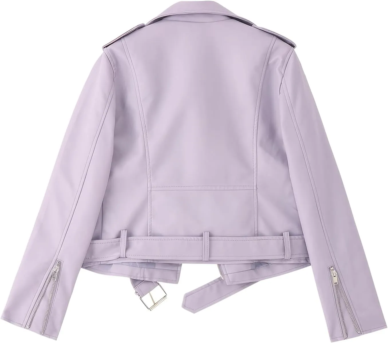 Womens Biker Genuine Sheepskin Leather Jacket Asymmetric Moto Caf Racer Streetwear Belted Zipper Basic Spring Sporty