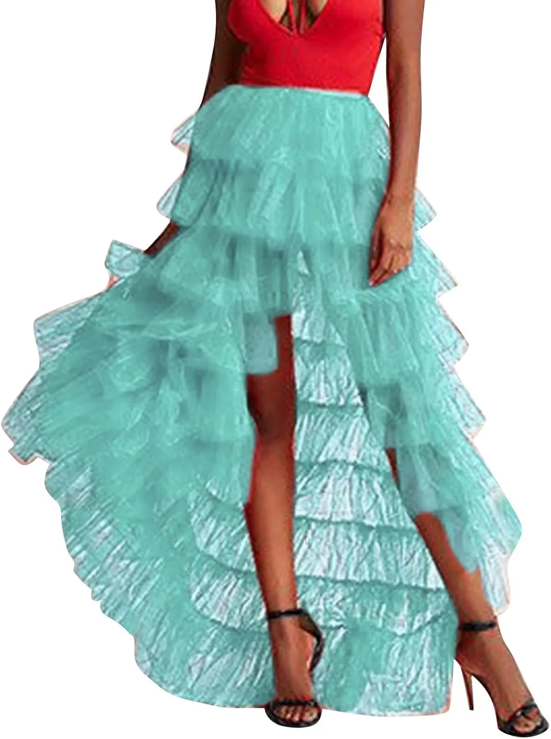 Women's Bodycon Mini Woman's Cake High Waist Skirt Pleated Skirt Bubble Skirt Long High Low Ruffles Party Tulle