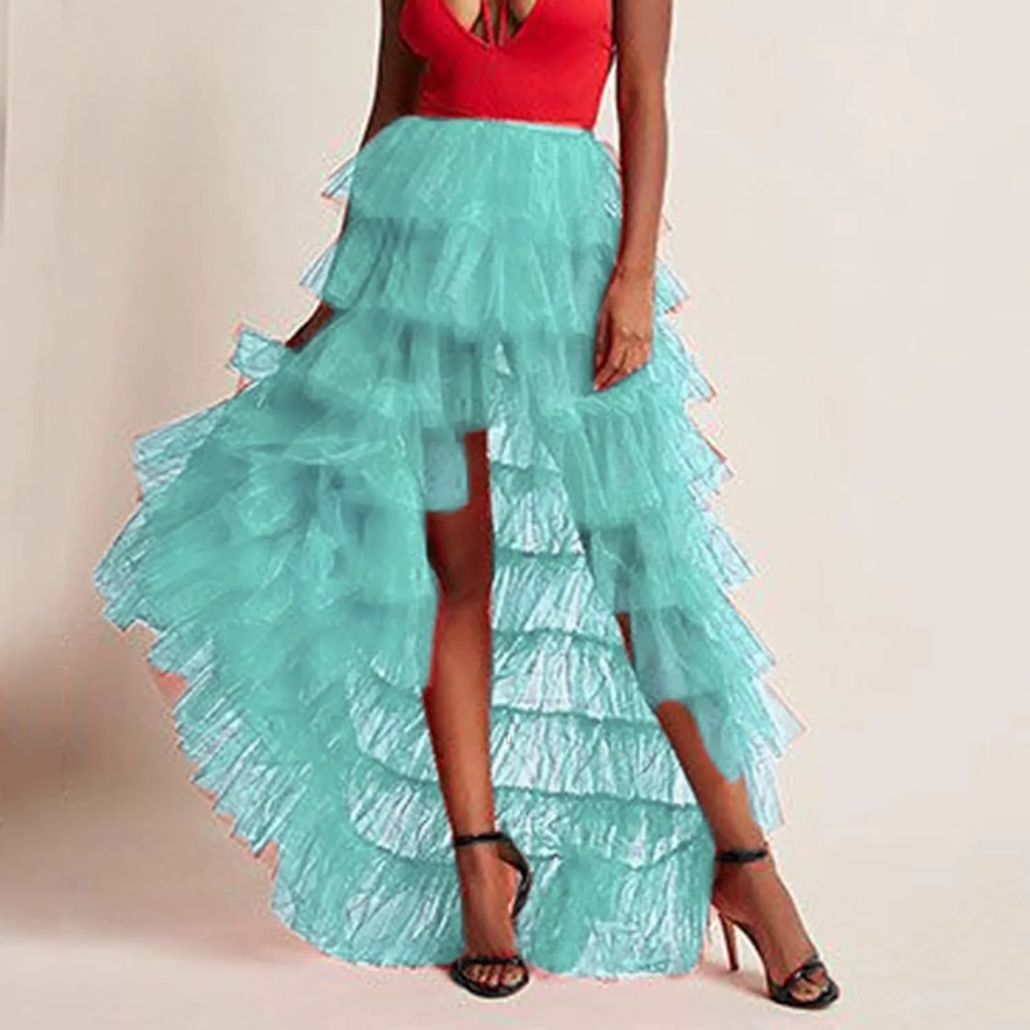 Women's Bodycon Mini Woman's Cake High Waist Skirt Pleated Skirt Bubble Skirt Long High Low Ruffles Party Tulle