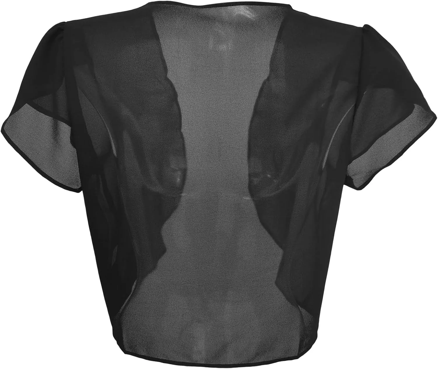 Womens Bolero Shrugs for Summer Dress Puff Short Sleeve Cropped Open Front Sheer Shawl Lightweight Chiffon Cardigans
