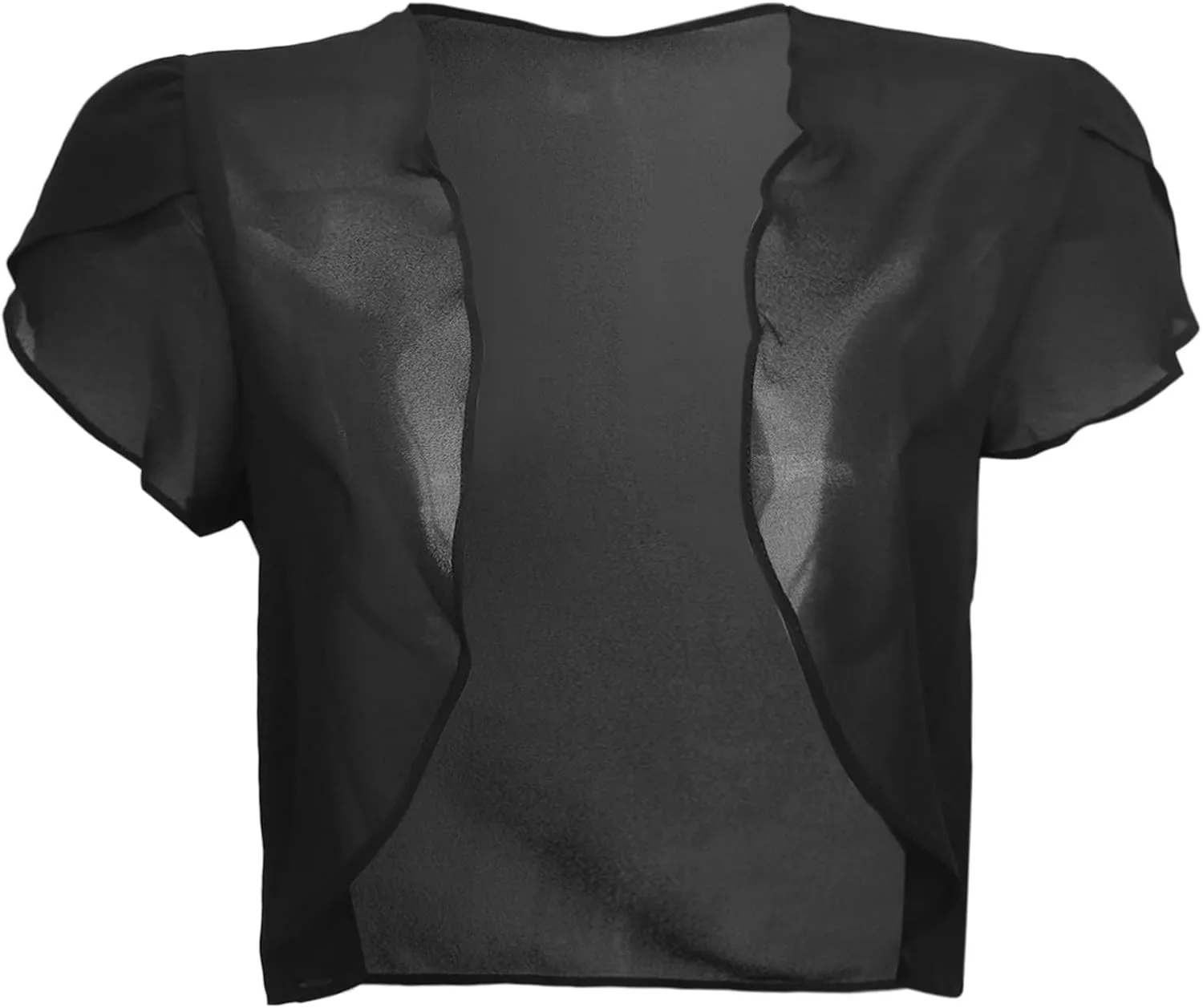 Womens Bolero Shrugs for Summer Dress Puff Short Sleeve Cropped Open Front Sheer Shawl Lightweight Chiffon Cardigans