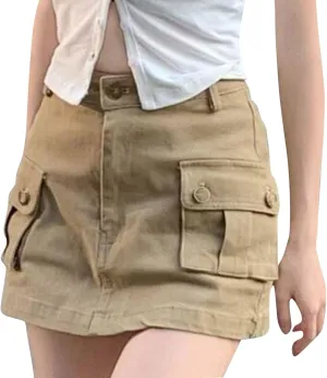 Women's Cargo Skirt Jean Skirt Mini Skirt Low Waist Pleated Short A Line Skater Skirt Casual Pencil Skirts Sexy