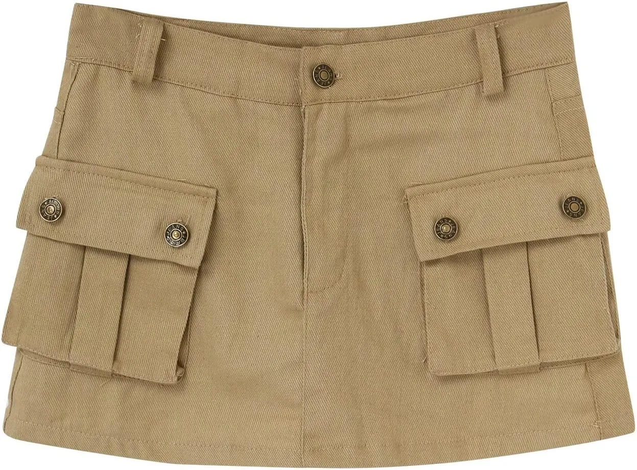 Women's Cargo Skirt Jean Skirt Mini Skirt Low Waist Pleated Short A Line Skater Skirt Casual Pencil Skirts Sexy