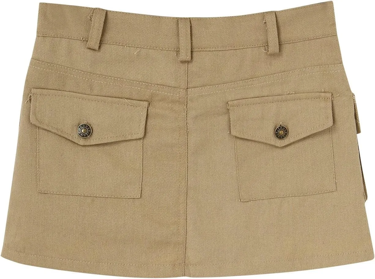 Women's Cargo Skirt Jean Skirt Mini Skirt Low Waist Pleated Short A Line Skater Skirt Casual Pencil Skirts Sexy