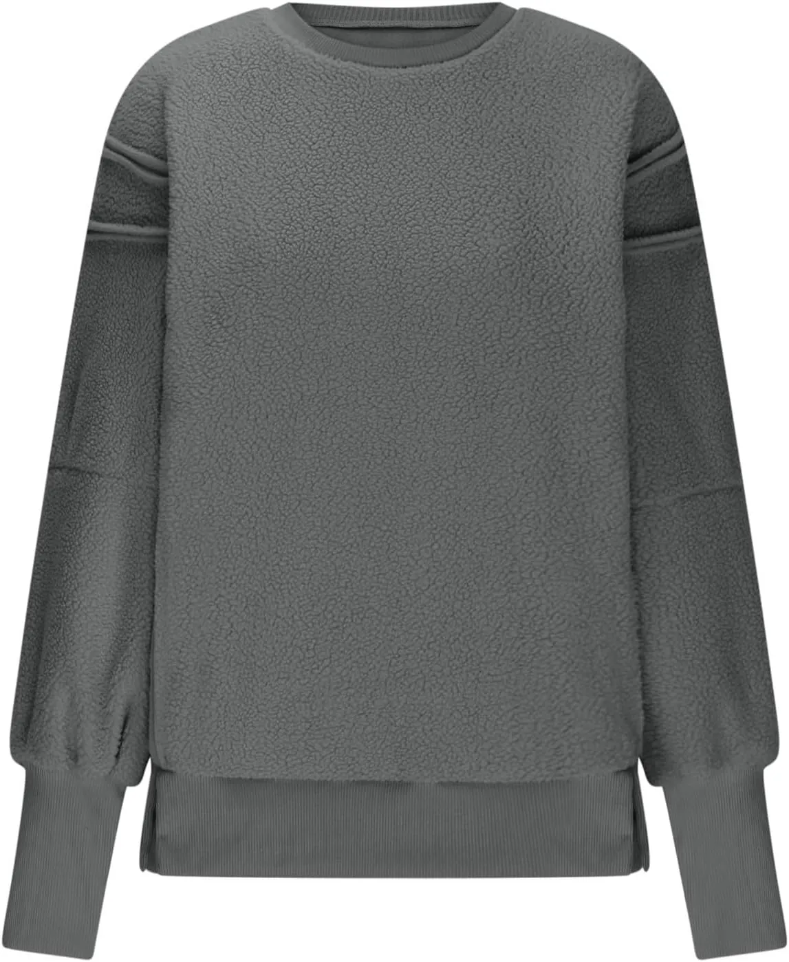 Womens Casual Crewneck Sweatshirt Fleece Long Sleeve Tops Oversized Pullover Winter Fashion Outfits Clothes 2024