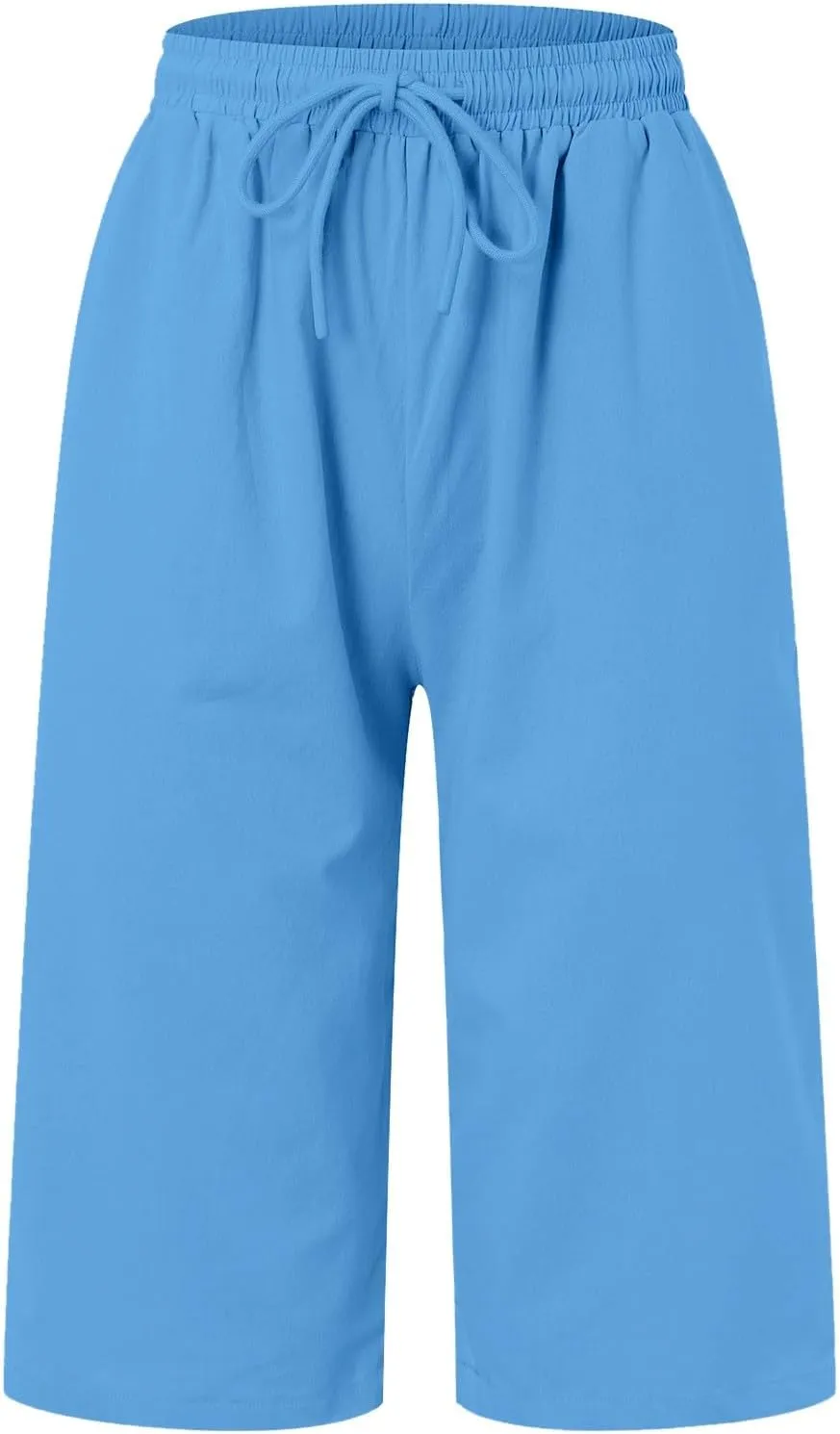 Women's Cotton Linen Bermuda Shorts,Linen Shorts for Women Knee Length Shorts Elastic Waist Summer Casual Shorts
