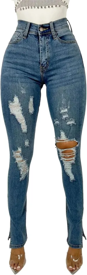 Womens Curvy High Rise Skinny Jeans Comfy Stretch Classic Jeans Pants