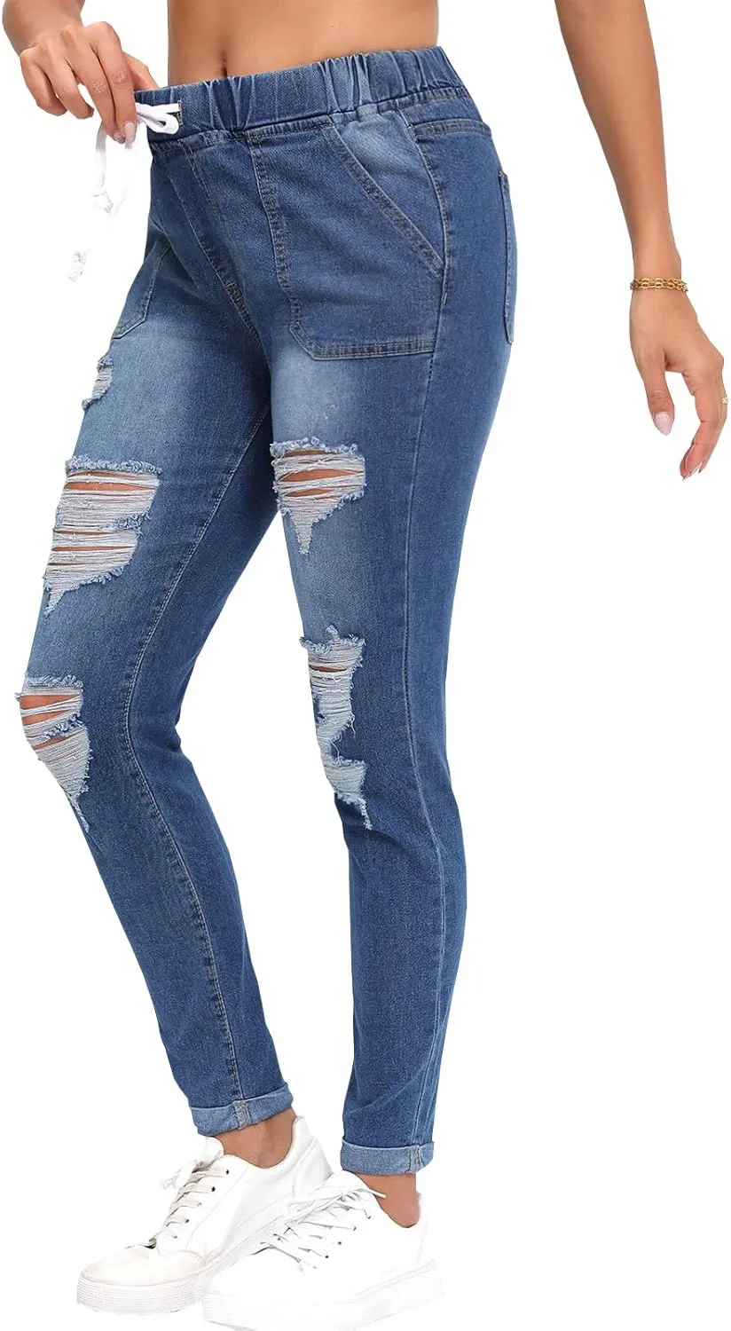 Womens Curvy High Rise Skinny Jeans Comfy Stretch Classic Jeans Pants
