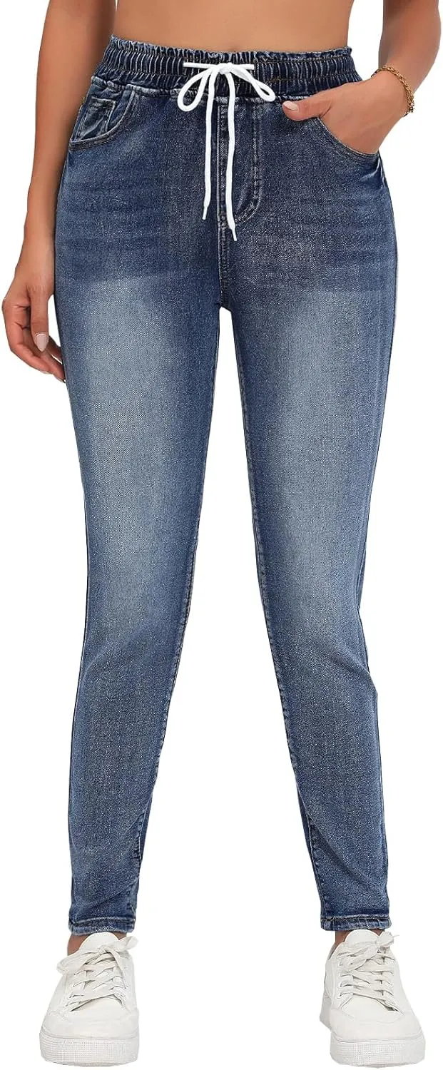 Womens Curvy High Rise Skinny Jeans Comfy Stretch Classic Jeans Pants