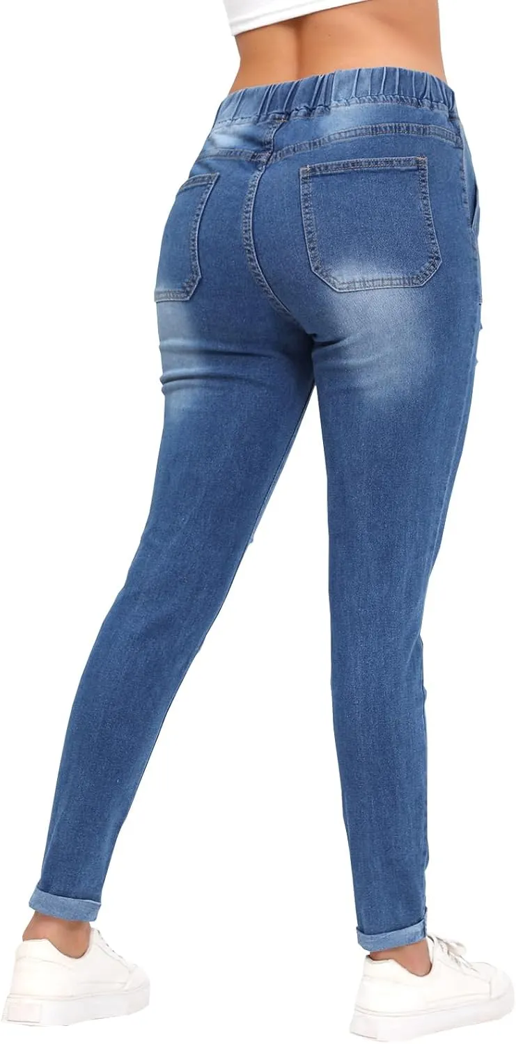 Womens Curvy High Rise Skinny Jeans Comfy Stretch Classic Jeans Pants
