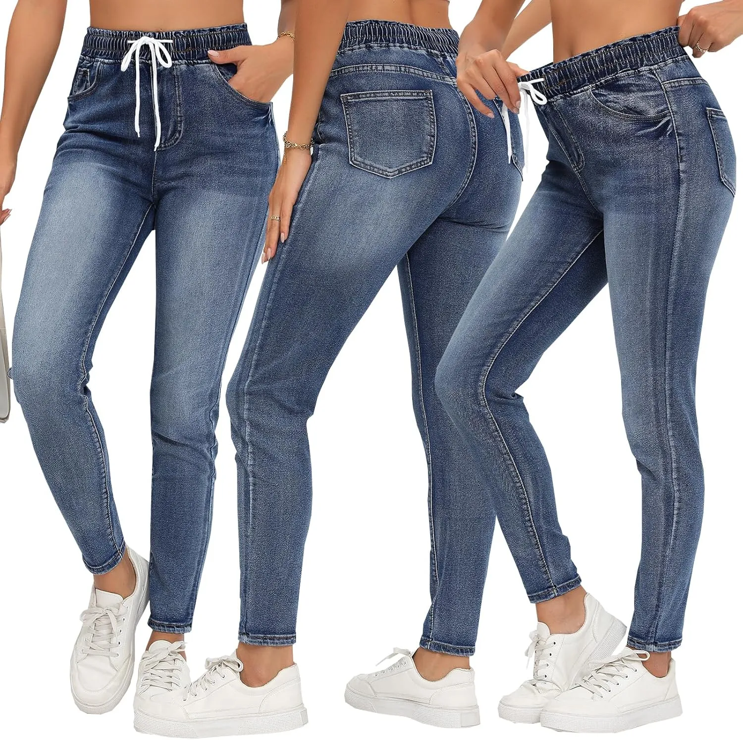Womens Curvy High Rise Skinny Jeans Comfy Stretch Classic Jeans Pants