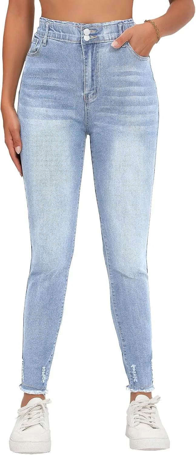 Womens Curvy High Rise Skinny Jeans Comfy Stretch Classic Jeans Pants