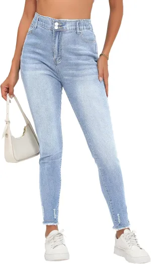 Womens Curvy High Rise Skinny Jeans Comfy Stretch Classic Jeans Pants