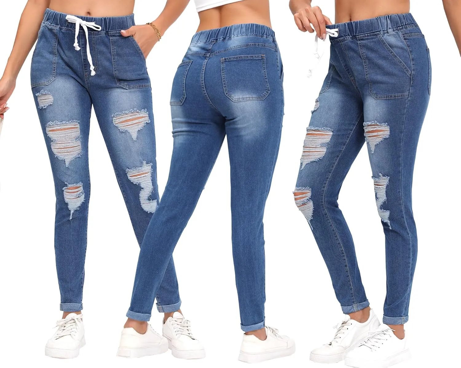 Womens Curvy High Rise Skinny Jeans Comfy Stretch Classic Jeans Pants