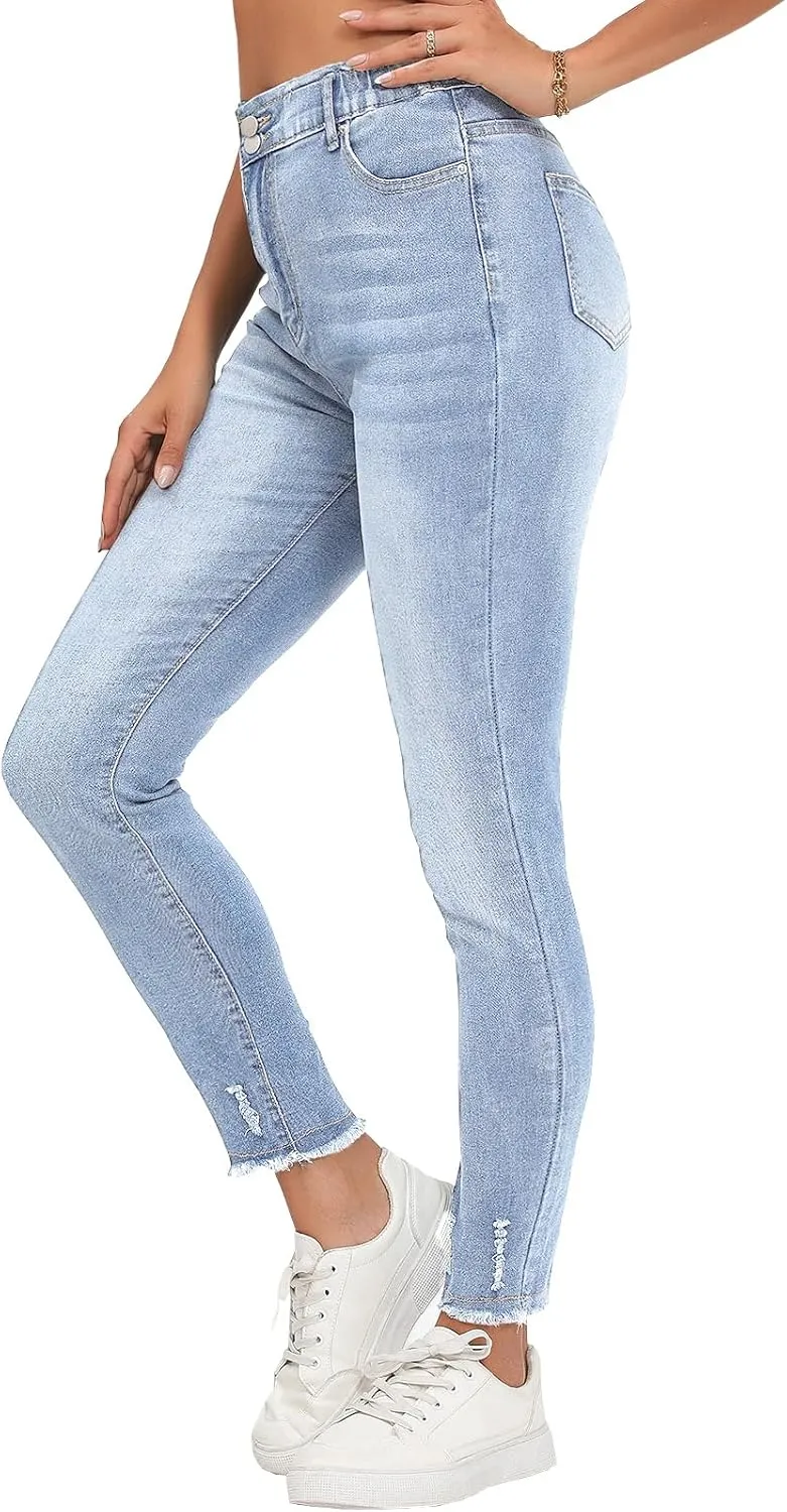 Womens Curvy High Rise Skinny Jeans Comfy Stretch Classic Jeans Pants
