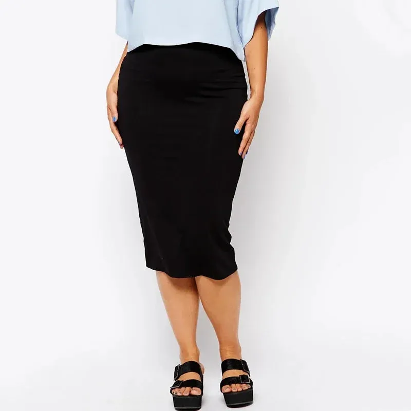 Women's Elastic Waist Fashion Designer Bodycon Midi Skirts (Plus Size)