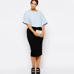 Women's Elastic Waist Fashion Designer Bodycon Midi Skirts (Plus Size)