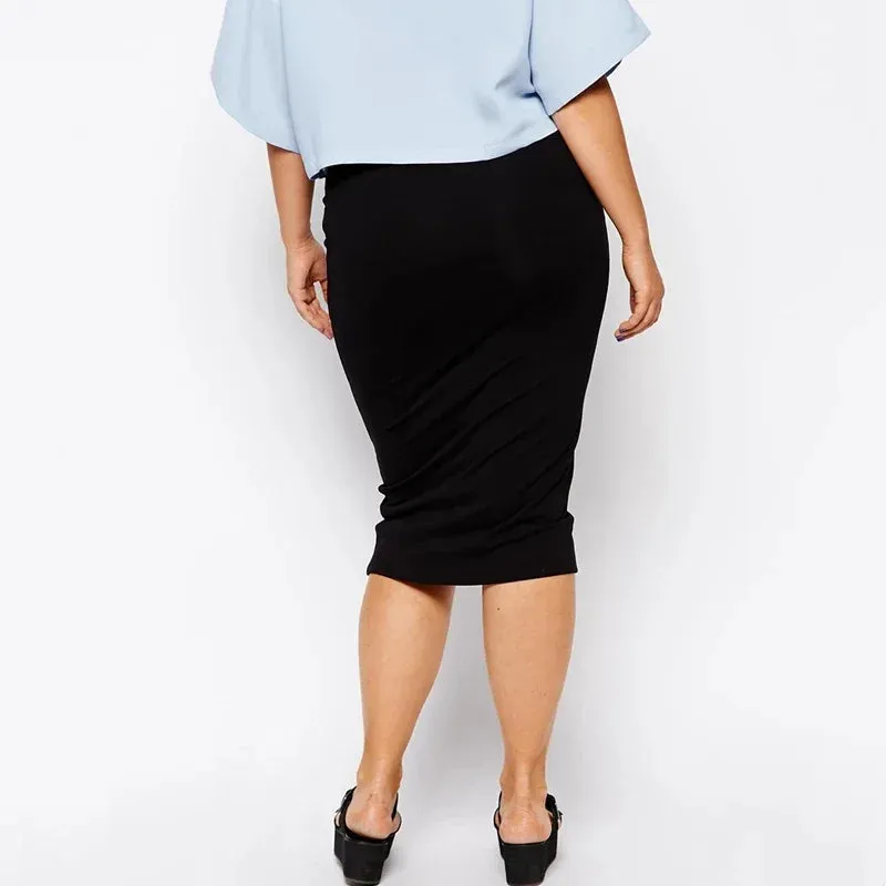 Women's Elastic Waist Fashion Designer Bodycon Midi Skirts (Plus Size)