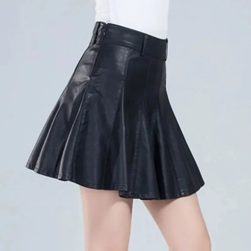 Women's Fashion Designer Genuine Leather 5XL Mini Skirts (Plus Size)