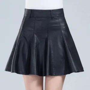 Women's Fashion Designer Genuine Leather 5XL Mini Skirts (Plus Size)