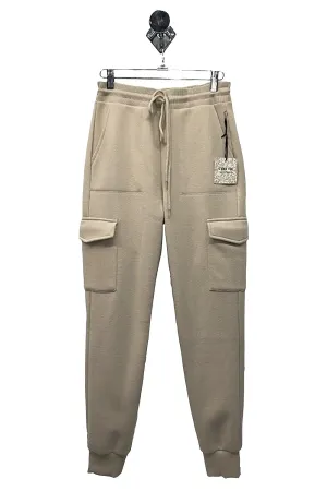 Women's French Terry Cargo Jogger Pants Elastic Drawstring Waistband Sweatpants Lounge Wear