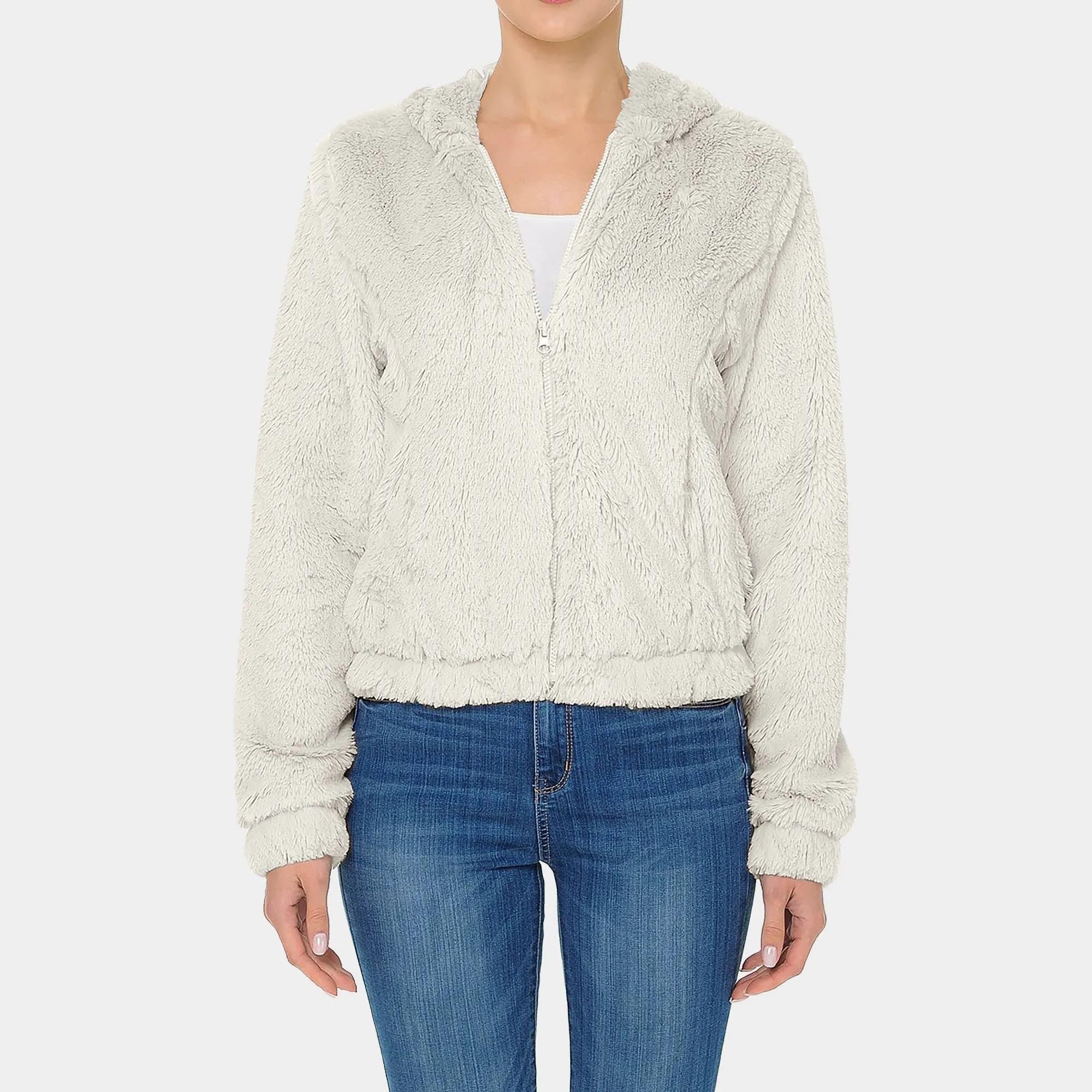 Women's Fur Zip-Up Hoodie