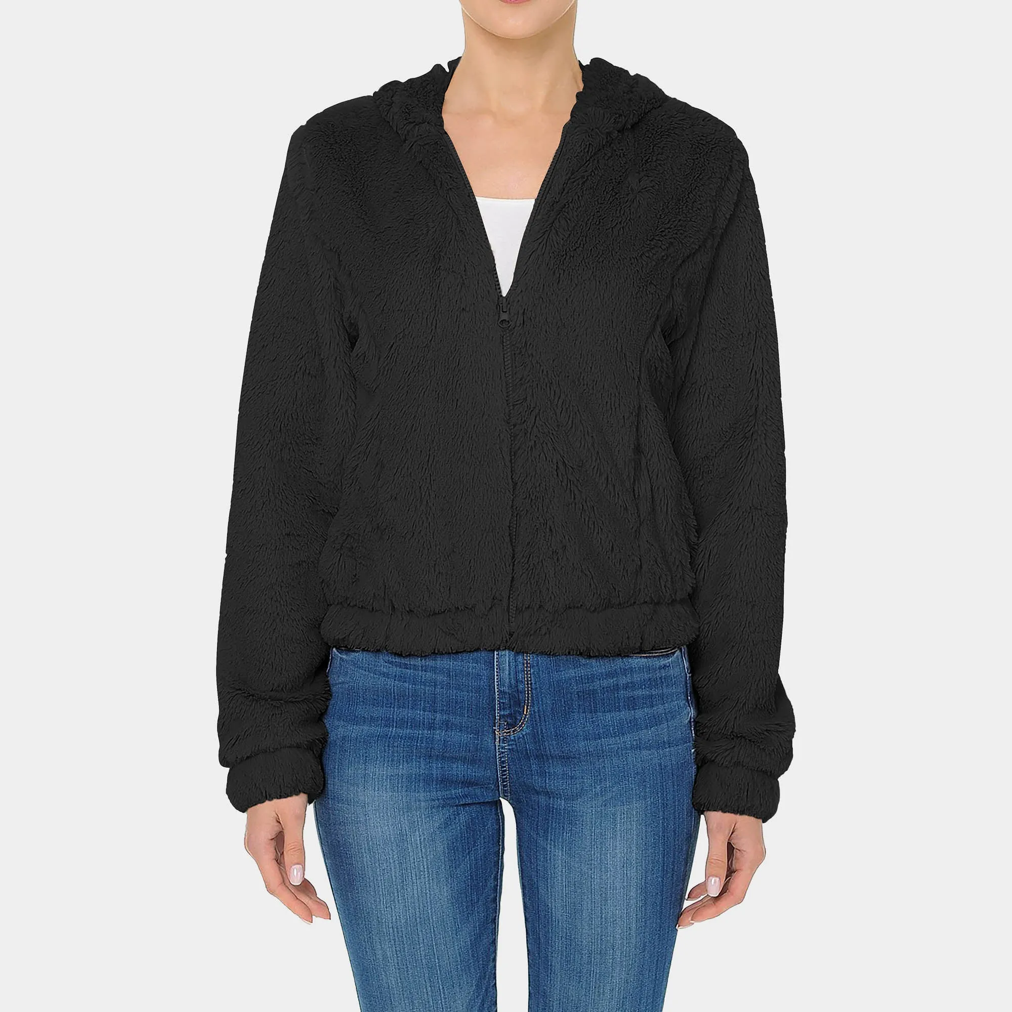 Women's Fur Zip-Up Hoodie