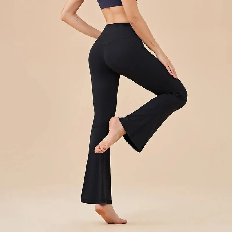 Women's High Waist Flared Leggings - Yoga Pants with Back Waist Pockets, Wide Leg Gym & Streetwear Tights